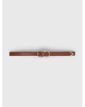 Maje Double-Buckle Leather Belt - White