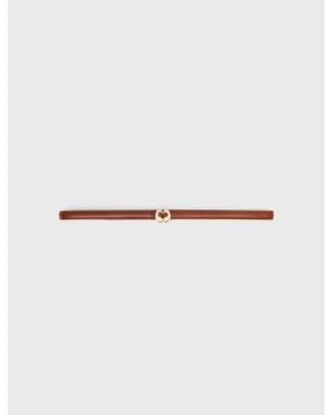 Maje Slim Smooth Leather Logo Belt - White