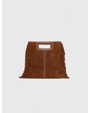 Maje Sac M En Suède Surpiquée - Marron