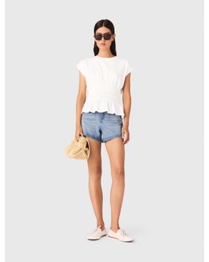 Maje Fitted Pleated T-Shirt - White
