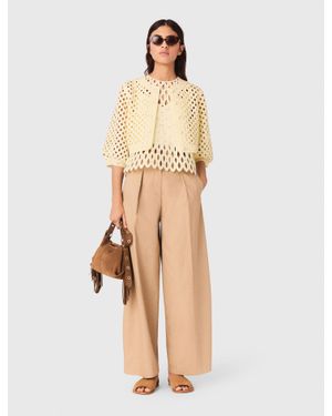 Maje Cardigan En Crochet Strassé - Neutre