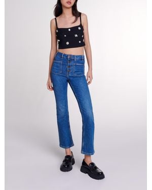Maje Diamanté Crop Top - Blue