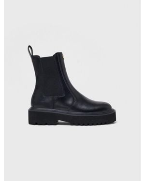 Maje Chelsea Boots En Cuir - Noir