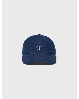 Maje Raw Denim Cap With Logo - Blue