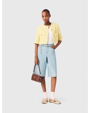 Maje Short-Sleeved Tweed Jacket - Blue