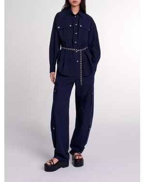 Maje Belted Long Shirt - Blue