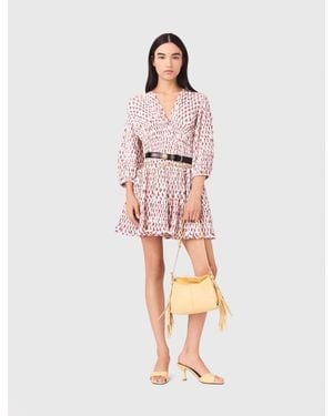 Maje Patterned Pleated Dress - White