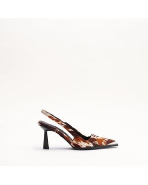 Mallet London Mallet Selene Leather Pony Slingback Heels - Brown