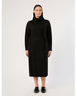 Marina Rinaldi Kleid Aus Wollmischung Mit Kragen - Schwarz