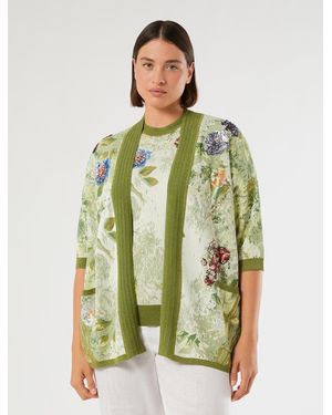Marina Rinaldi Cardigan En Jacquard Avec Broderie - Vert
