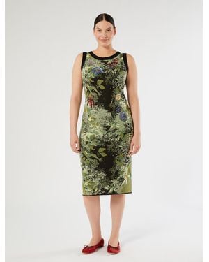 Marina Rinaldi Besticktes Jacquardkleid - Grün