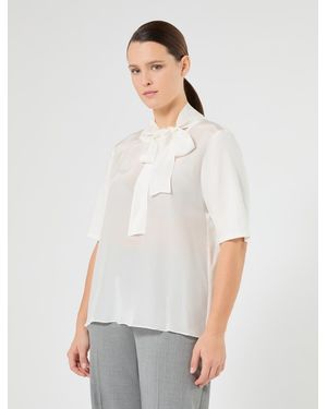 Marina Rinaldi T-Shirt En Jersey Et Crêpe De Chine - Blanc