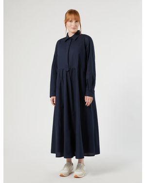 Marina Rinaldi Robe Longue En Coton Oxford - Bleu