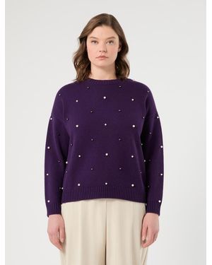 Marina Rinaldi Pull En Mélange De Cachemire Avec Perles - Violet