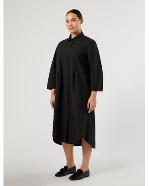 Marina Rinaldi Hemdblusenkleid Aus Baumwollcanvas - Schwarz