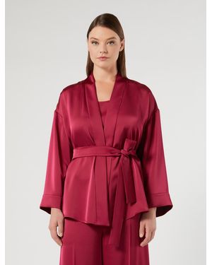 Marina Rinaldi Veste Kimono En Satin - Rouge