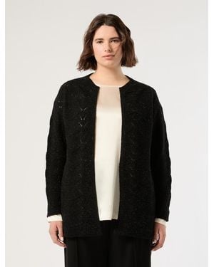 Marina Rinaldi Strickjacke Aus Lochstrick-Wolle - Schwarz