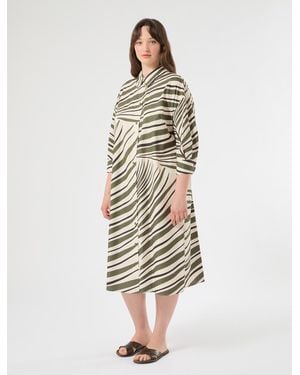 Marina Rinaldi Hemdblusenkleid Aus Baumwollpopeline - Weiß