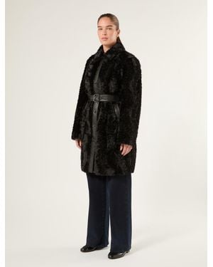 Marina Rinaldi Schwere Jacke Mit Flauschiger Struktur - Schwarz