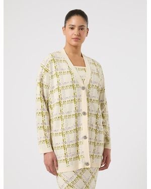 Marina Rinaldi Cardigan Und Tanktop Aus Jacquard-Viskose - Natur