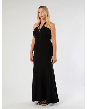 Marina Rinaldi Besticktes Kleid Aus Cady Mit Cape - Schwarz