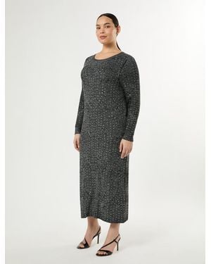 Marina Rinaldi Strickkleid Mit Strass - Blau