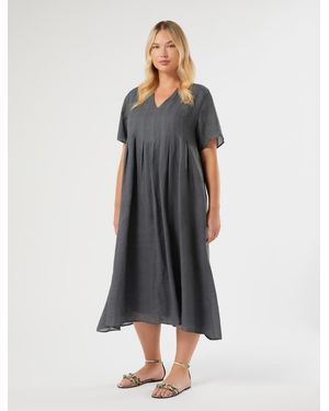 Marina Rinaldi Kleid Aus Ramie-Twill - Blau