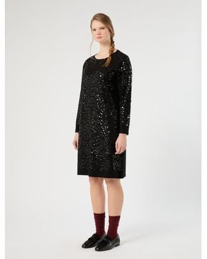 Marina Rinaldi Stretch-Strickkleid Mit Pailletten - Schwarz