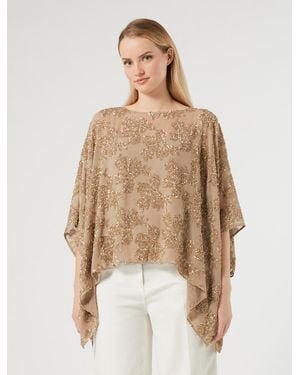 Marina Rinaldi Poncho En Mousseline - Neutre