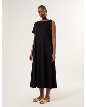 Marina Rinaldi Robe En Jersey Avec Naud - Noir