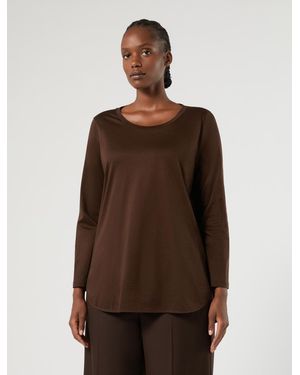 Marina Rinaldi T-Shirt Aus Baumwolljersey - Braun