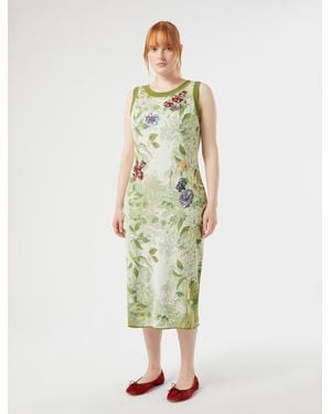 Marina Rinaldi Robe En Jacquard Avec Broderies - Vert