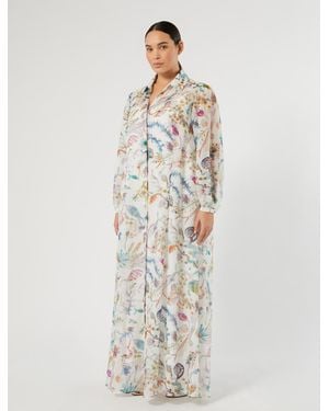 Marina Rinaldi Robe En Coton Et Soie - Blanc