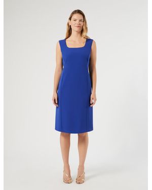 Marina Rinaldi Robe En Cady Avec Strass - Bleu