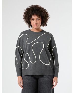 Marina Rinaldi Pulli Aus Wollmischung Mit Stickerei - Grau