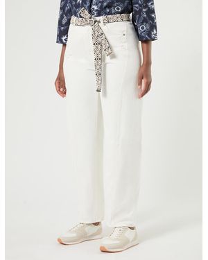 Marina Rinaldi Pantalon Barrel En Bull De Coton - Blanc