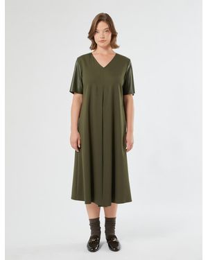 Marina Rinaldi Kleid Aus Beschichtetem Jersey - Grün