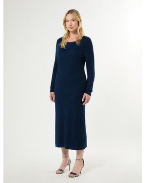 Marina Rinaldi Strickkleid Mit Strass - Blau