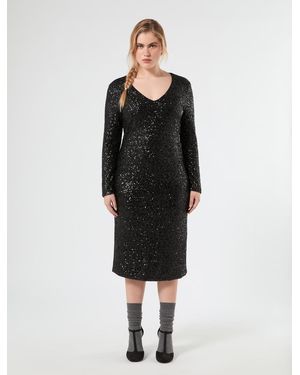 Marina Rinaldi Kleid Aus Tüll Mit Pailletten - Schwarz