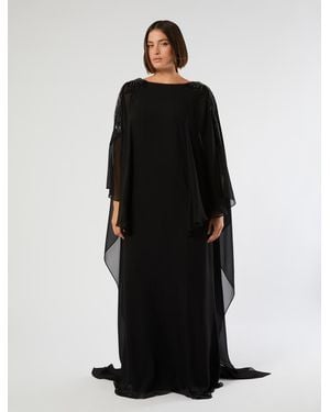 Marina Rinaldi Besticktes Kleid Aus Seiden-Georgette - Schwarz
