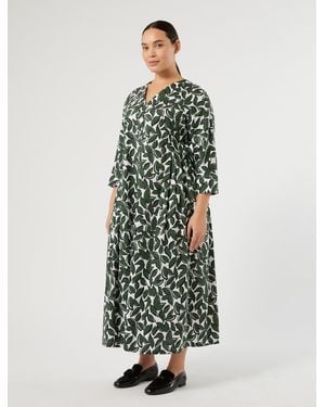 Marina Rinaldi Robe En Popeline De Coton - Vert