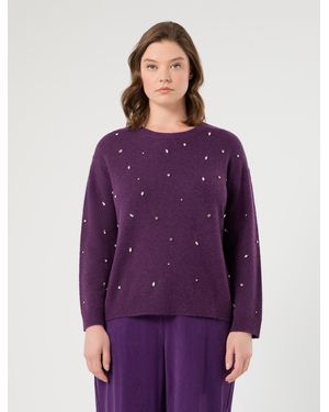 Marina Rinaldi Pull En Alpaga Et Laine Mélangés - Violet