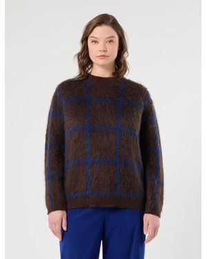 Marina Rinaldi Pullover Aus Jacquard-Mohairgemisch - Blau