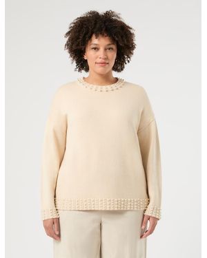 Marina Rinaldi Pull En Mélange De Cachemire Avec Perles - Neutre
