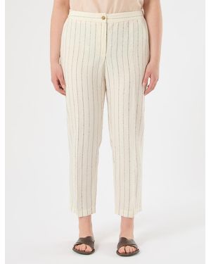 Marina Rinaldi Hose Aus Leinenmischung Mit Nadelstreifen - Natur
