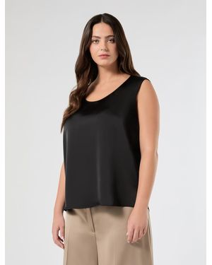 Marina Rinaldi Top Aus Satin - Schwarz