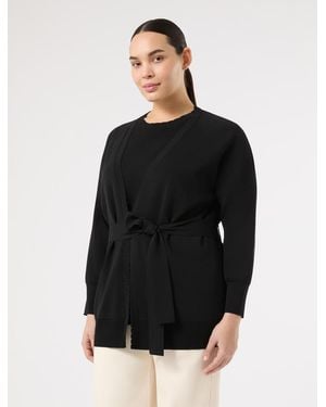 Marina Rinaldi Cardigan Aus Viskosekrepp - Schwarz