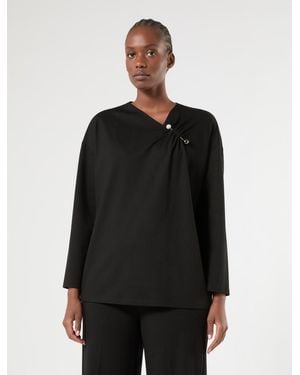 Marina Rinaldi Plissee-Sweatshirt Aus Jersey - Schwarz
