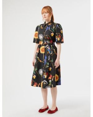 Marina Rinaldi Hemdblusenkleid Aus Popeline - Schwarz