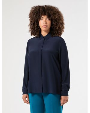 Marina Rinaldi Hemdbluse Aus Crêpe De Chine - Blau